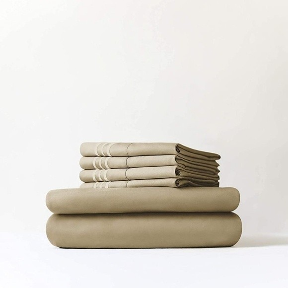 King size 6 Piece Sheet Set color tan beige - Picture 5 of 5